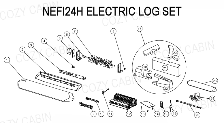Woodland Electric Log Set (NEFI24H) #NEFI24H